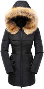 Women's puffer coat with fur hood