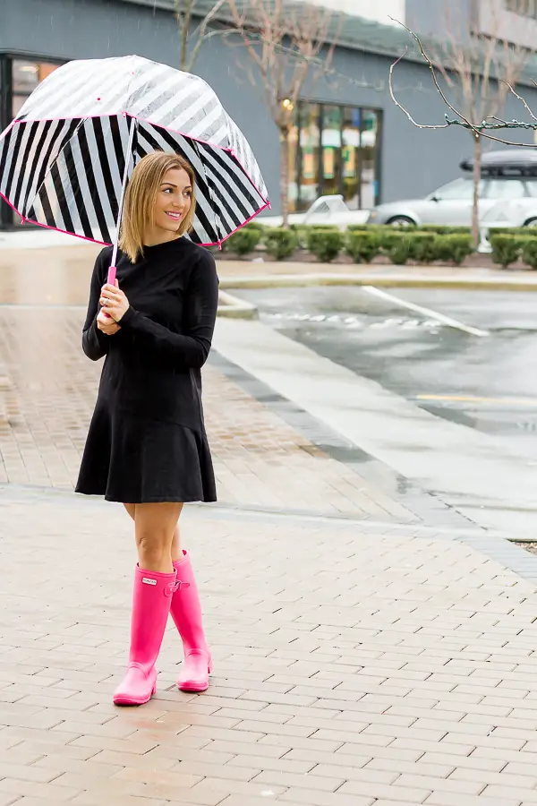 rain boots and dress