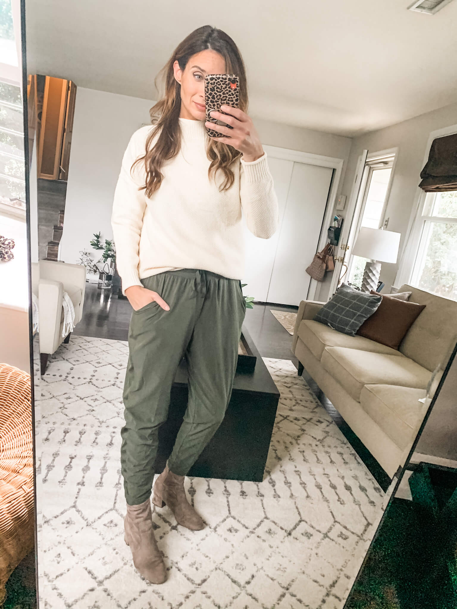 November-Mini-Target-Try-on-olive-green-jogger-pants