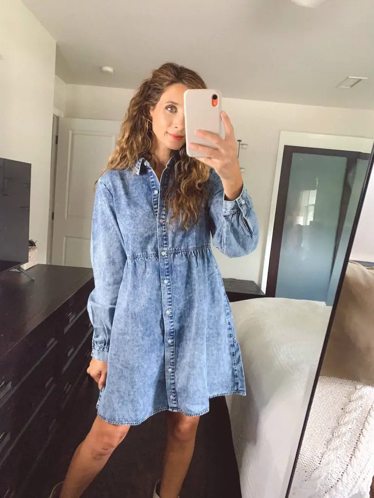 Long sleeve denim deals dress outfit