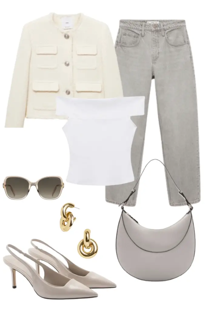 tweed short blazer with jeans