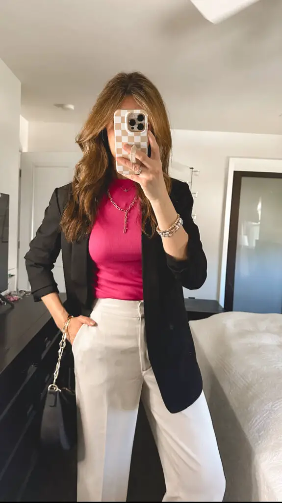 workwear outfit cream trousers