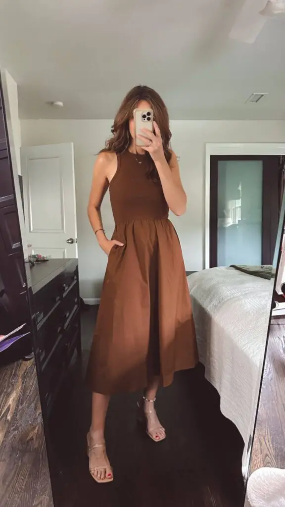 brown racerback dress